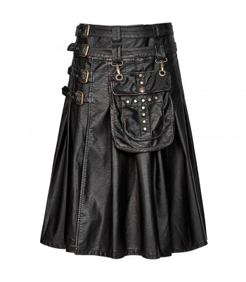 Handmade New Stylish Men’s Gothic Cargo Utility Kilt Black Steampunk 